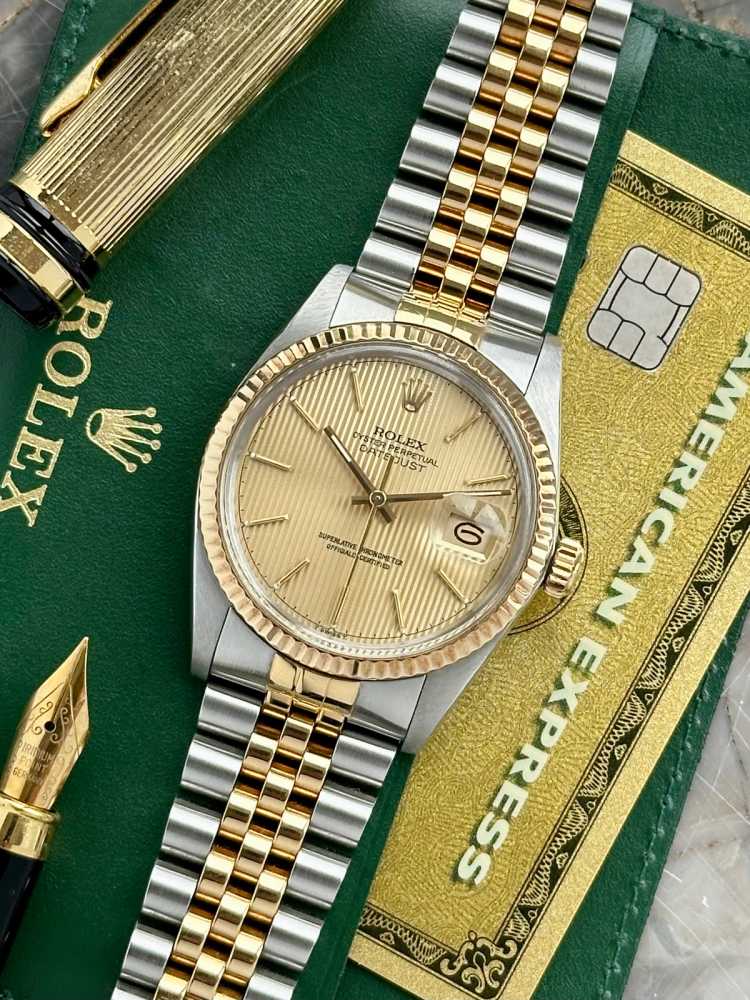 Featured image for Rolex Datejust "Tapestry" 16013 Gold 1982 