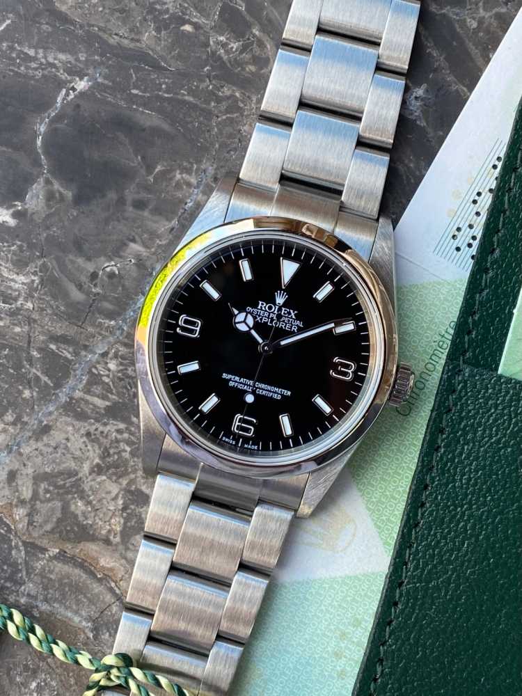 Featured image for Rolex Explorer I 114270 Black 2002 with original box and papers