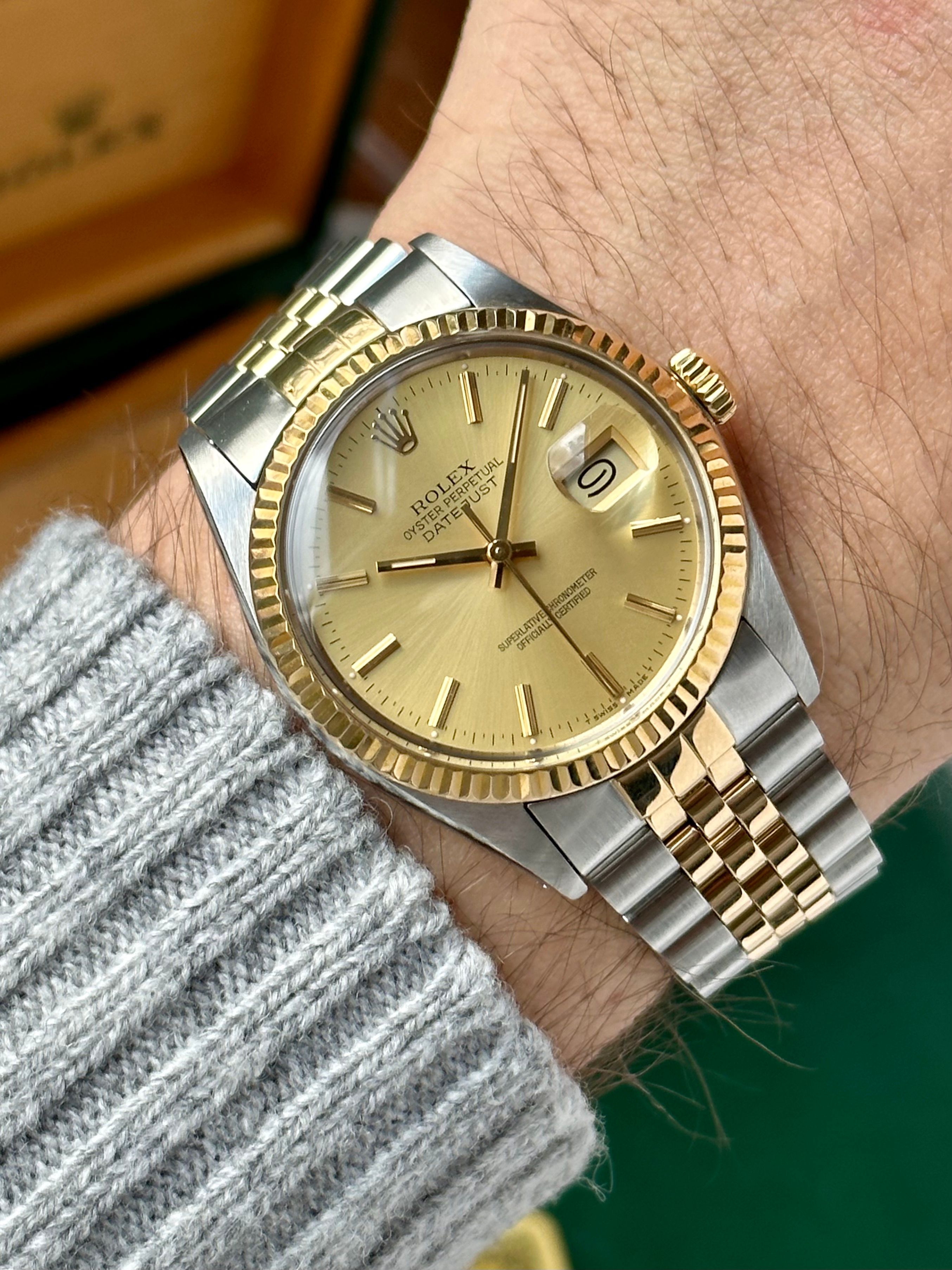 Rolex Datejust 16013 Gold 1986 with original box and papers