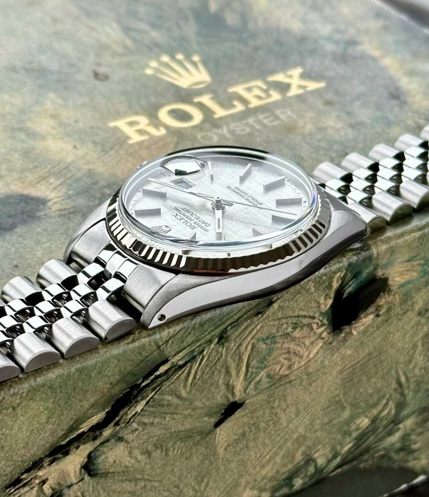 Image for Rolex Datejust "Linen" 16014 Silver Linen 1982 with original box and papers