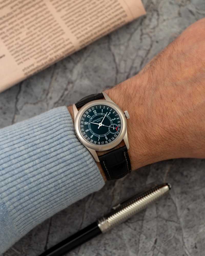 Wrist shot image for Patek Philippe Calatrava 6000G Black 2010 with original box and papers