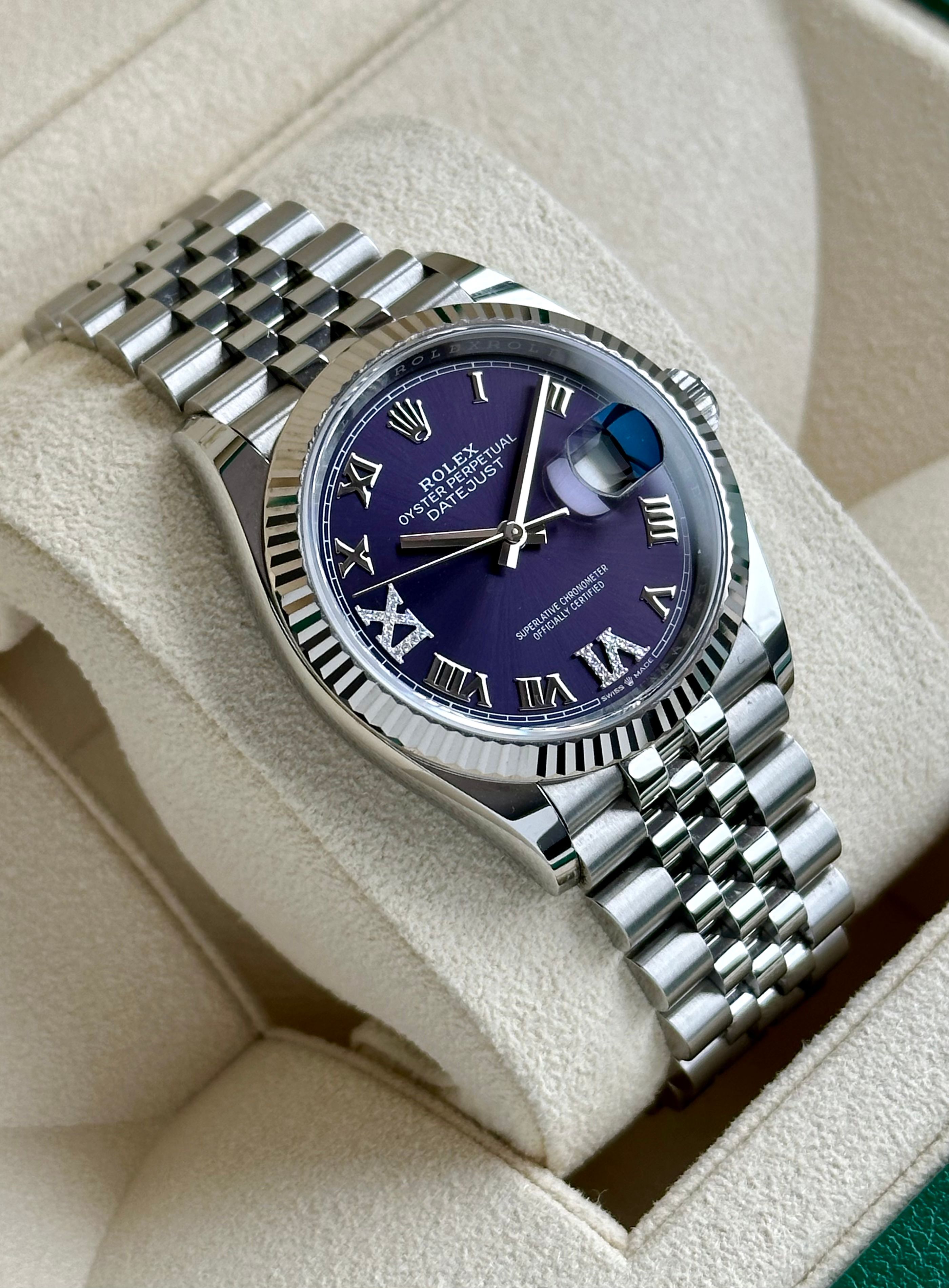 Rolex purple best sale dial datejust