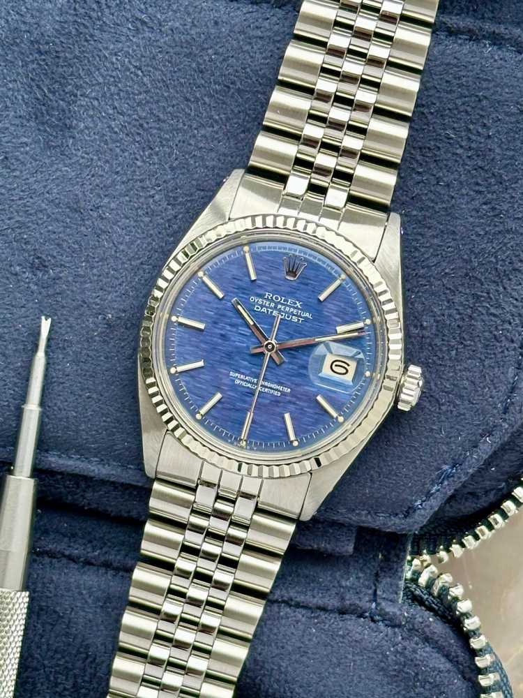 Featured image for Rolex Datejust "Shantung" 1601 Blue 1972 