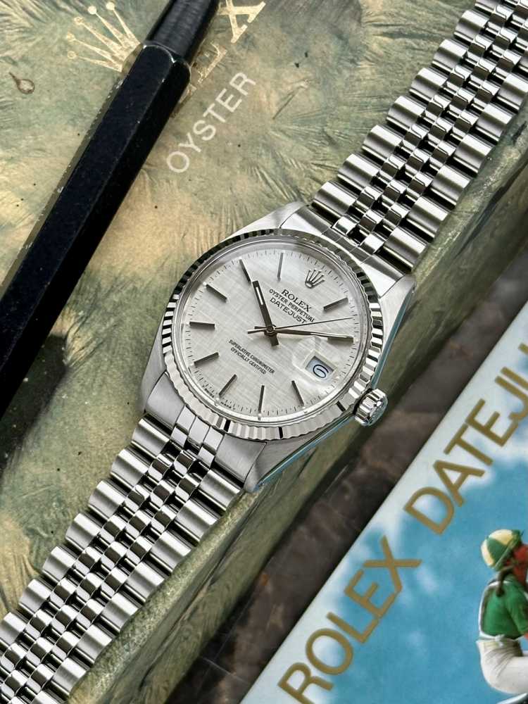 Image for Rolex Datejust "Linen" 16014 Silver Linen 1982 with original box and papers