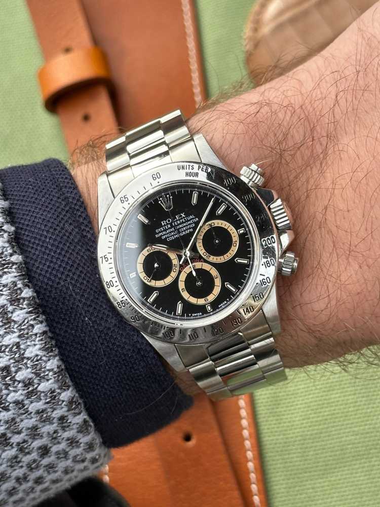 Wrist image for Rolex Daytona "Patrizzi" 16520 Black 1996 with original box and papers