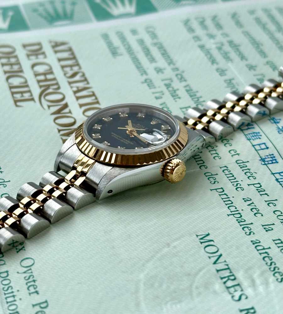 Image for Rolex Lady-Datejust "Diamond" 69173G Black 1991 with original box and papers