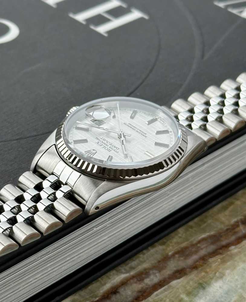 Image for Rolex Datejust "Linen" 16234 Silver Linen 1990 with original box and papers