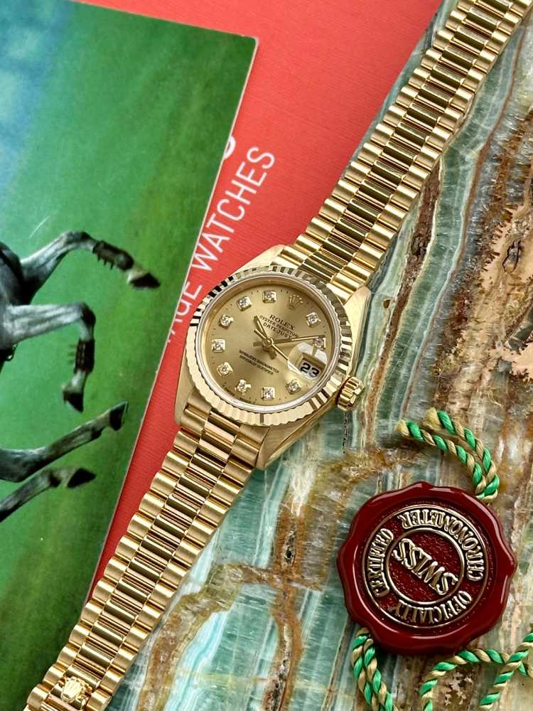 Wrist shot image for Rolex Lady-Datejust "Diamond" 69178 Gold 1995 with original box and papers 2