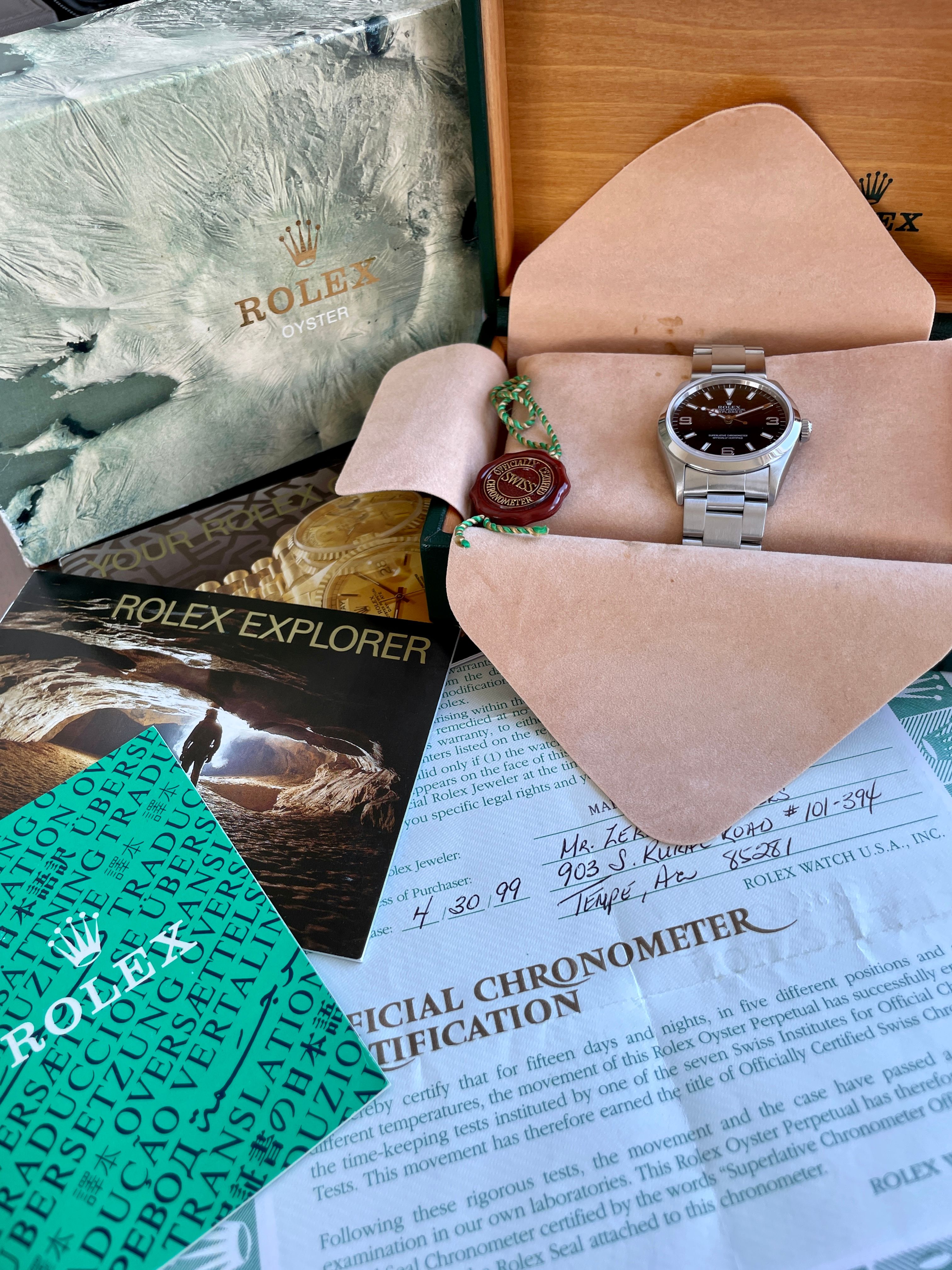 Rolex Explorer 1 Swiss Only 14270 Black 1999 with original box and