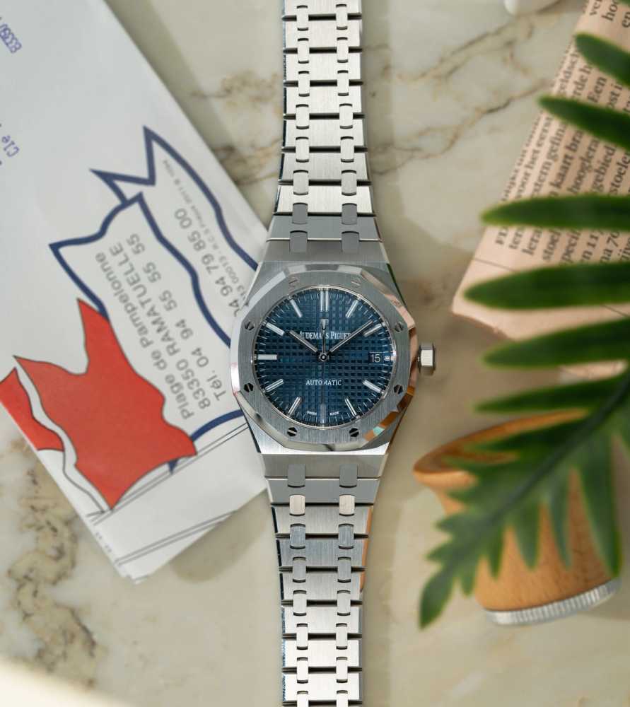 Image for Audemars Piguet Royal Oak "Blue dail" 15450ST Blue 2020 with original box and papers