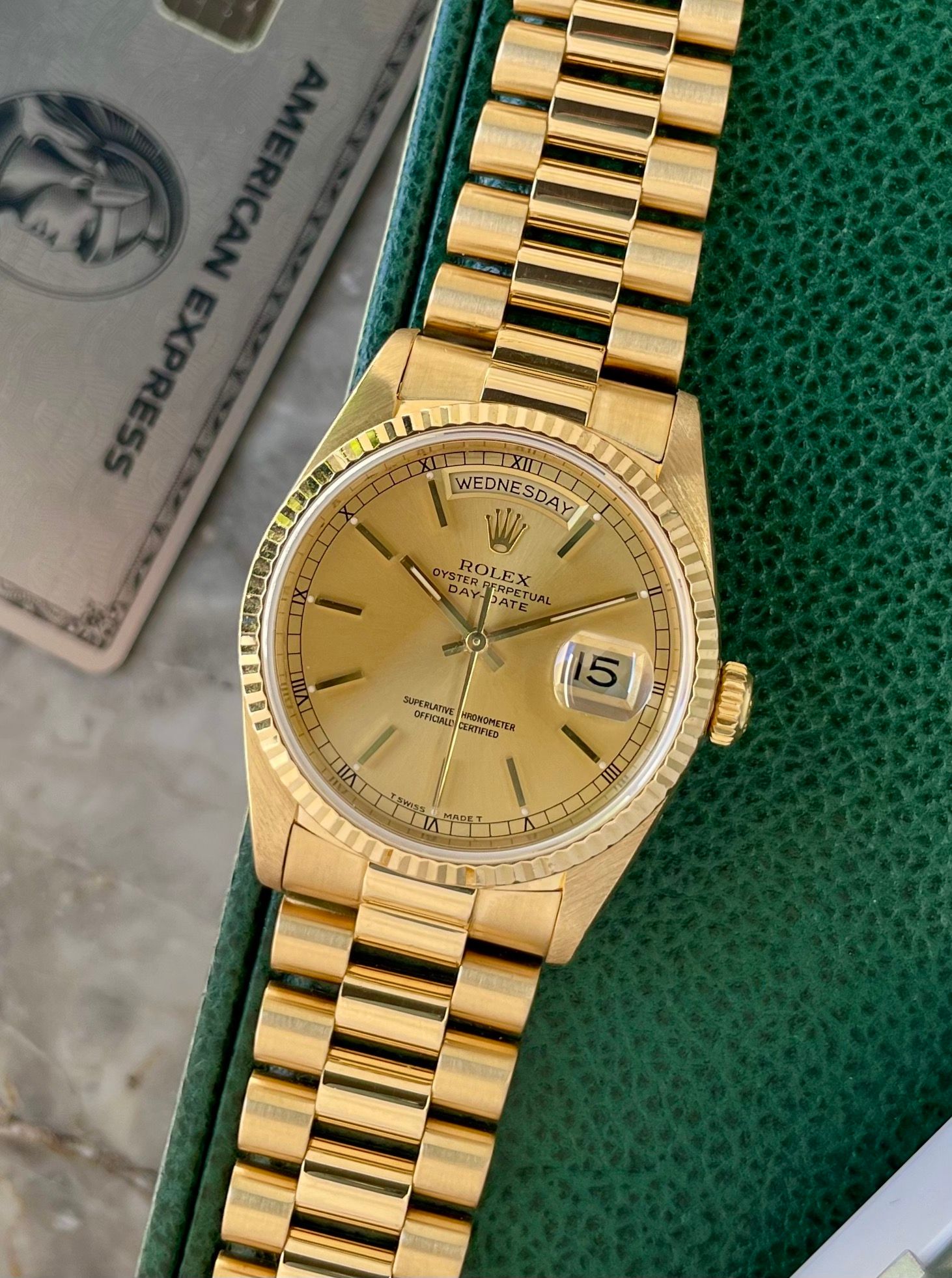 Rolex Day Date 18238 Gold 1989 with original box and papers