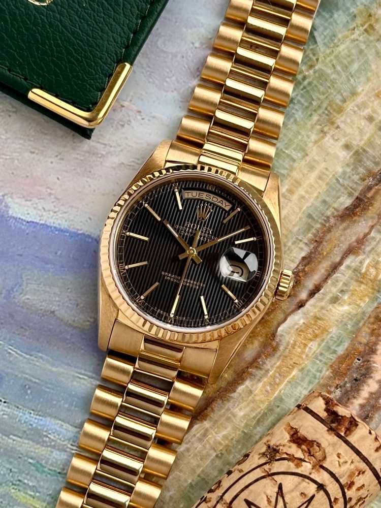 Featured image for Rolex Day-Date "Tapestry" 18238 Black 1988 