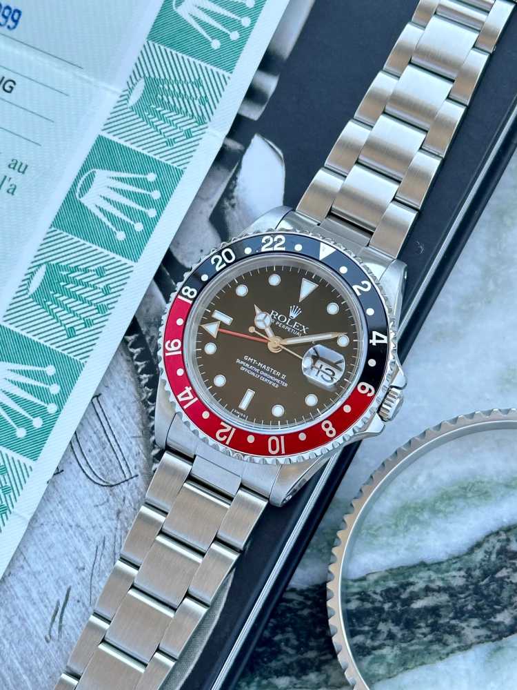 Image for Rolex GMT-Master II "Coke / Swiss" 16710 Black 1999 with original box and papers