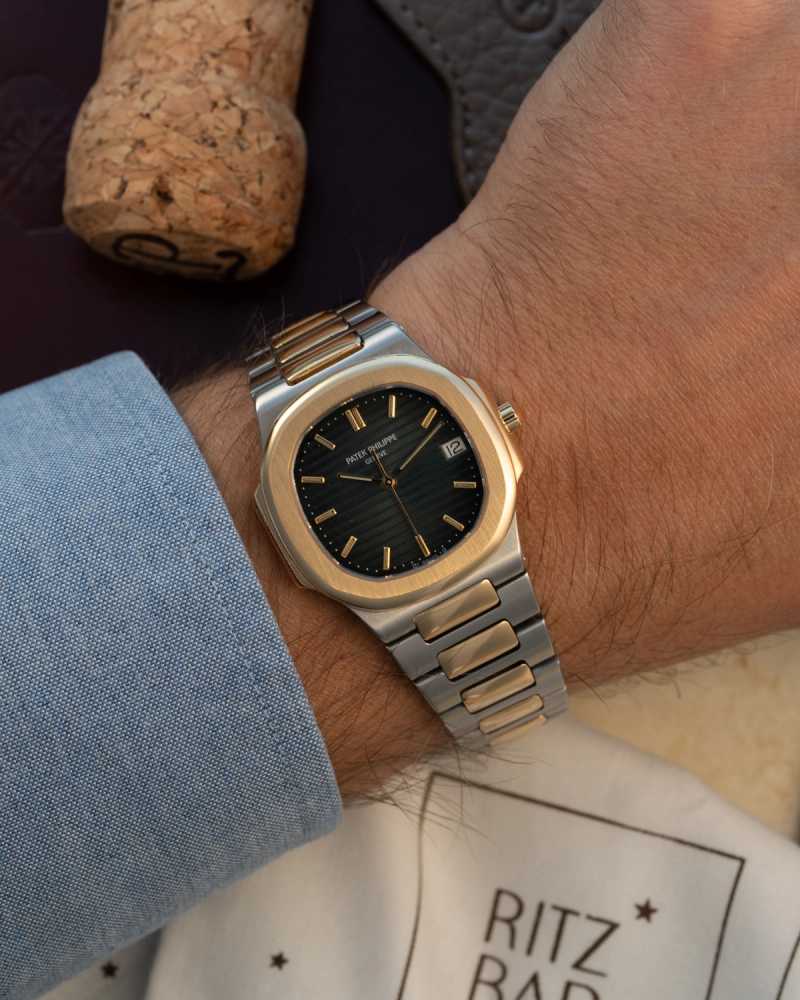 Wrist shot image for Patek Philippe Nautilus "Patek Service" 3900 Blue 1987 with original box and papers