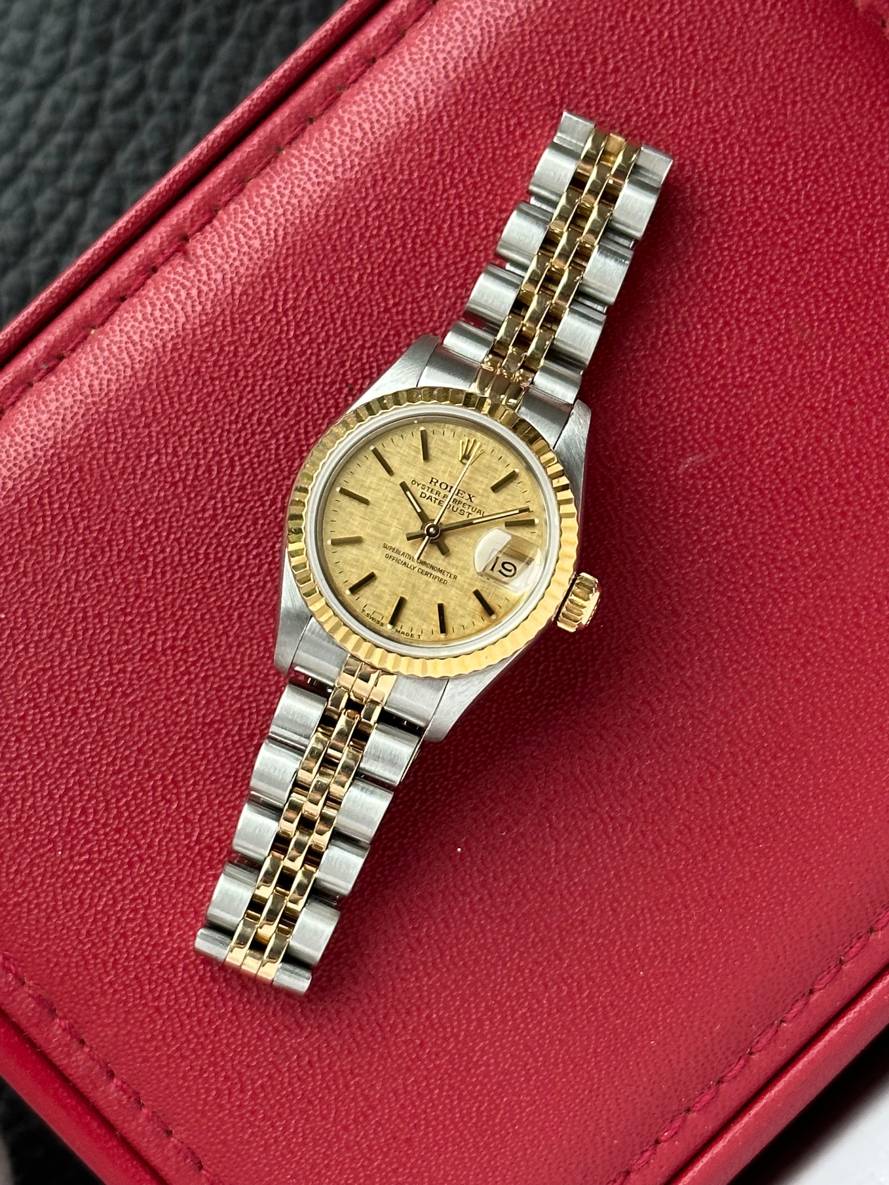 Rolex Lady-Datejust 69173 Gold 1990 with original box and papers