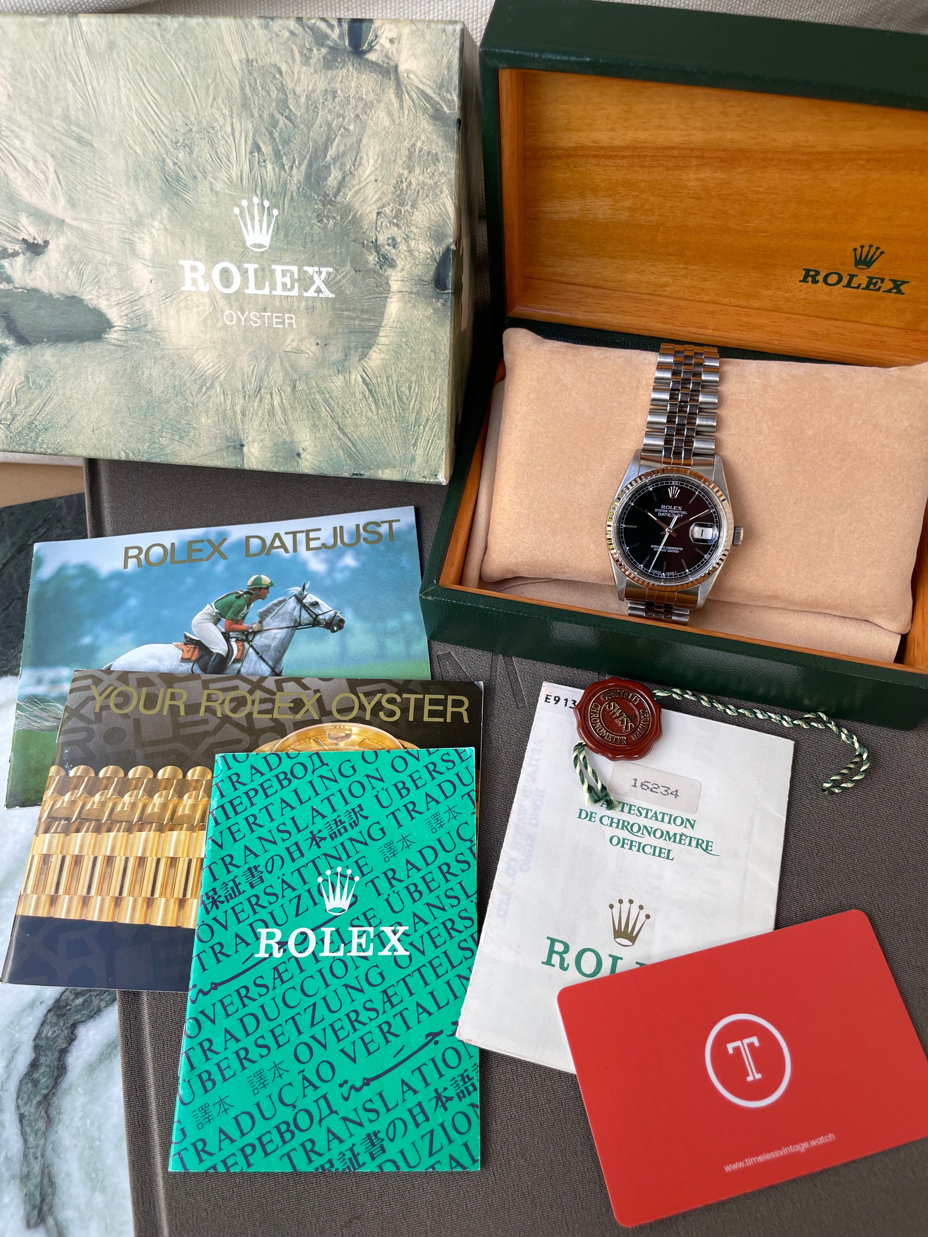 Rolex Datejust 16234 Black 1990 with original box and papers 2