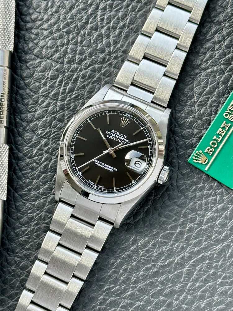 Detail image for Rolex Datejust 16200 Black 2002 with original box and papers
