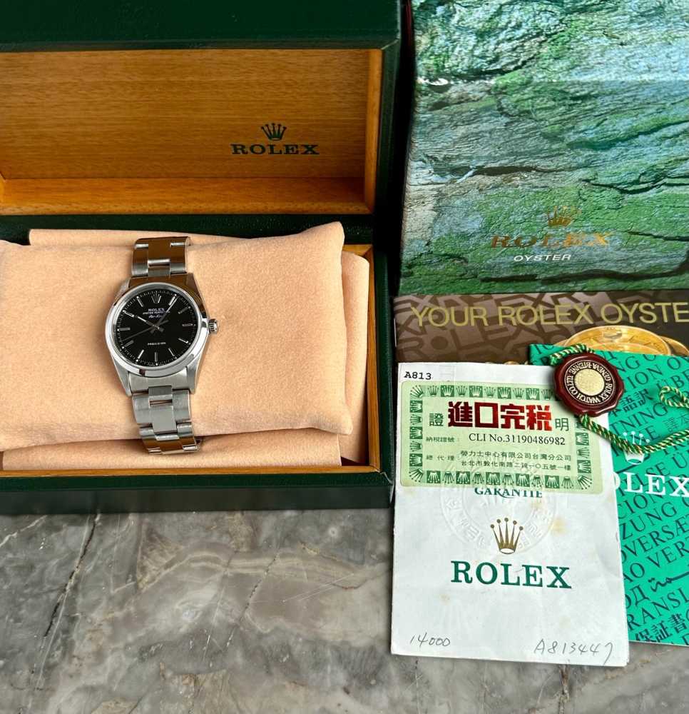 Image for Rolex Air-King 14000 Black 1999 with original box and papers