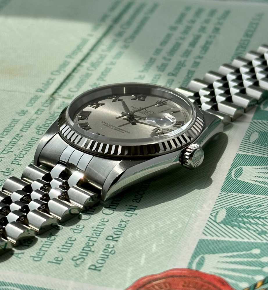 Detail image for Rolex Datejust "Roman" 16234 Silver 2001 with original box and papers