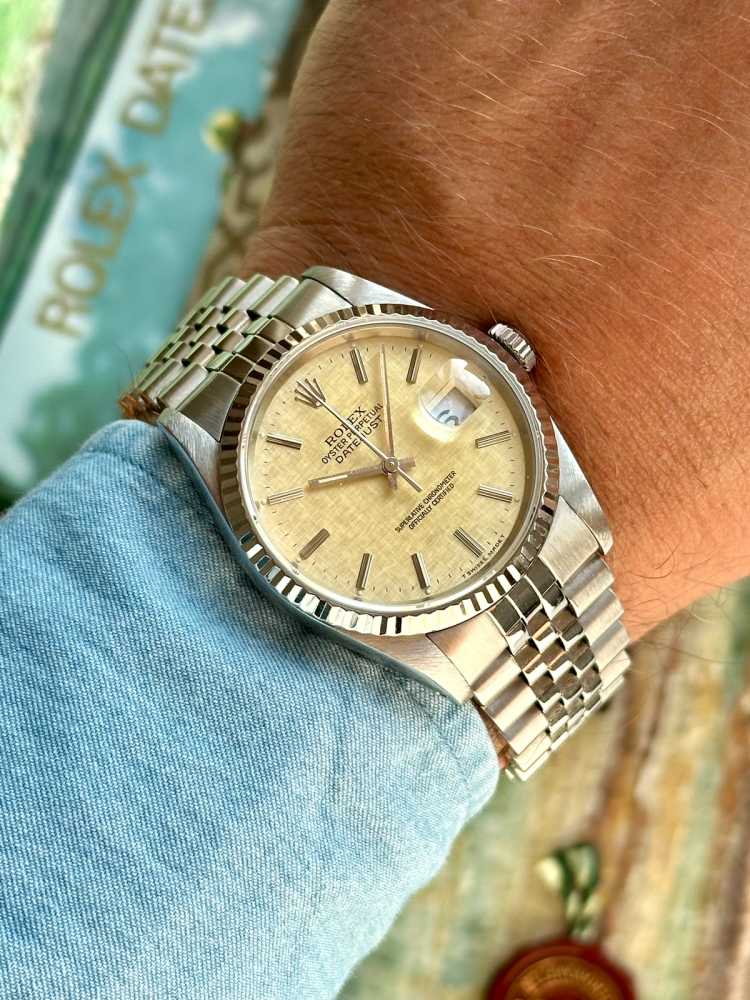 Image for Rolex Datejust "Linen" 16234 Silver Linen 1989 with original box