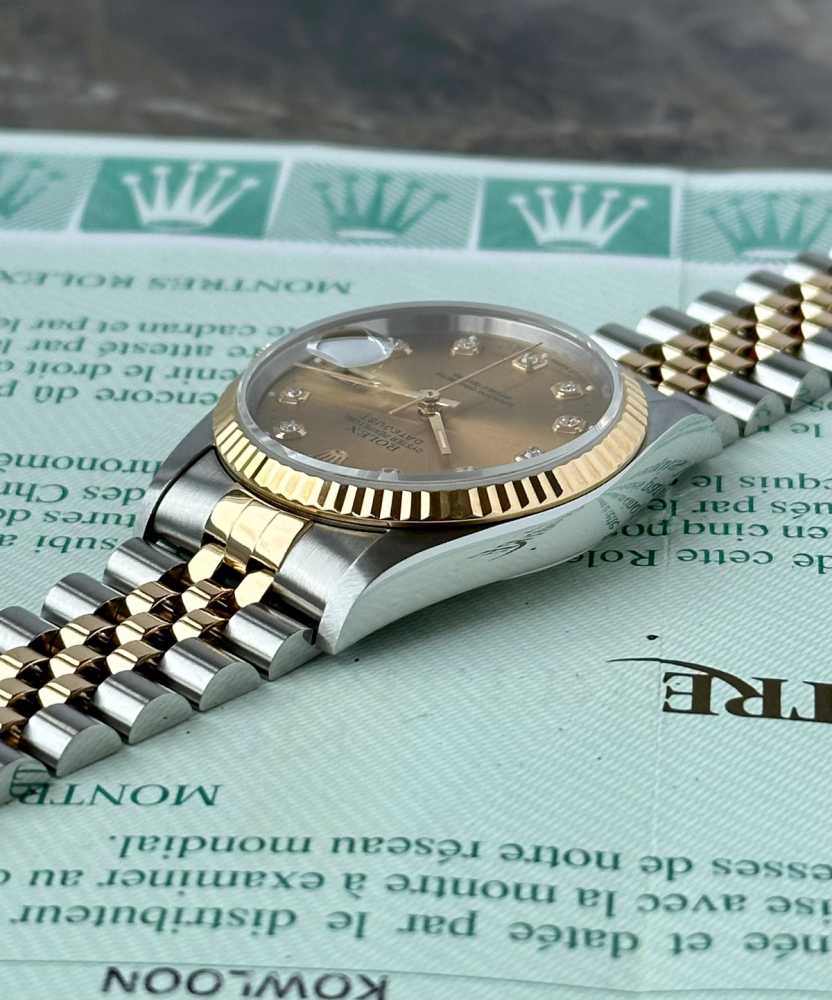 Detail image for Rolex Datejust "Diamond" 16233G Gold 1995 with original box and papers