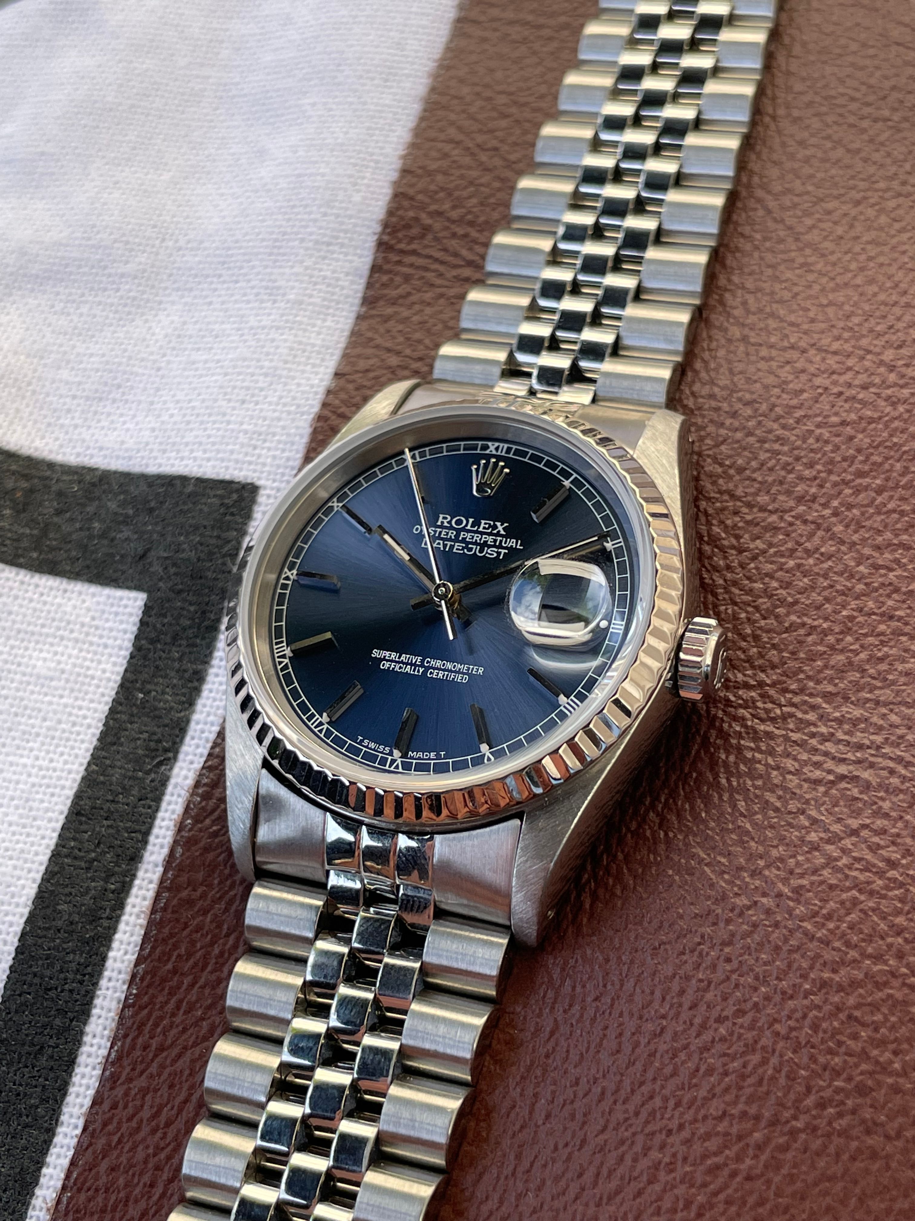 上品 Rolex box original with 1991 Blue 16234 Datejust 時計