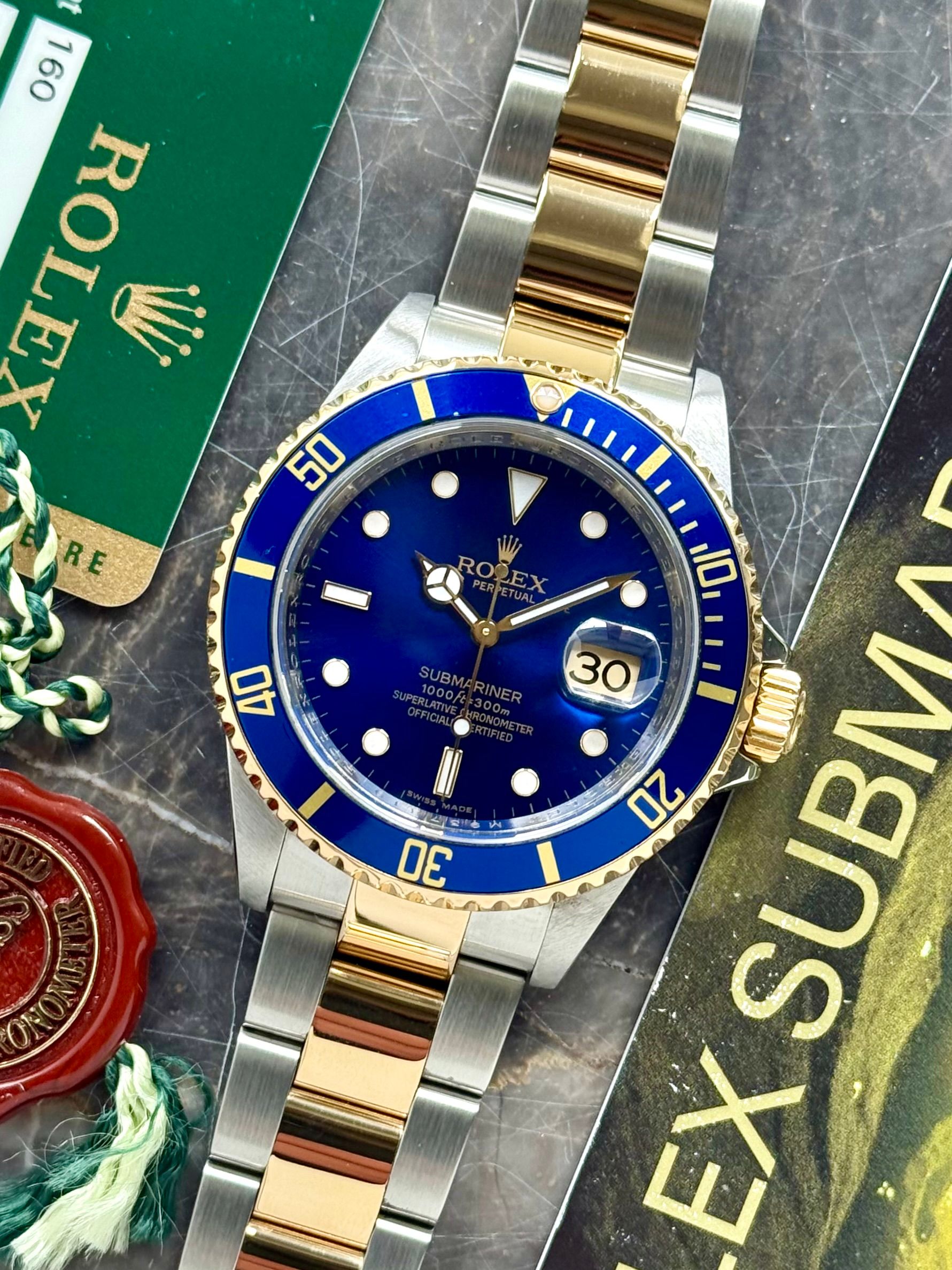 Rolex Submariner 16613 Blue 2008 with original box and papers