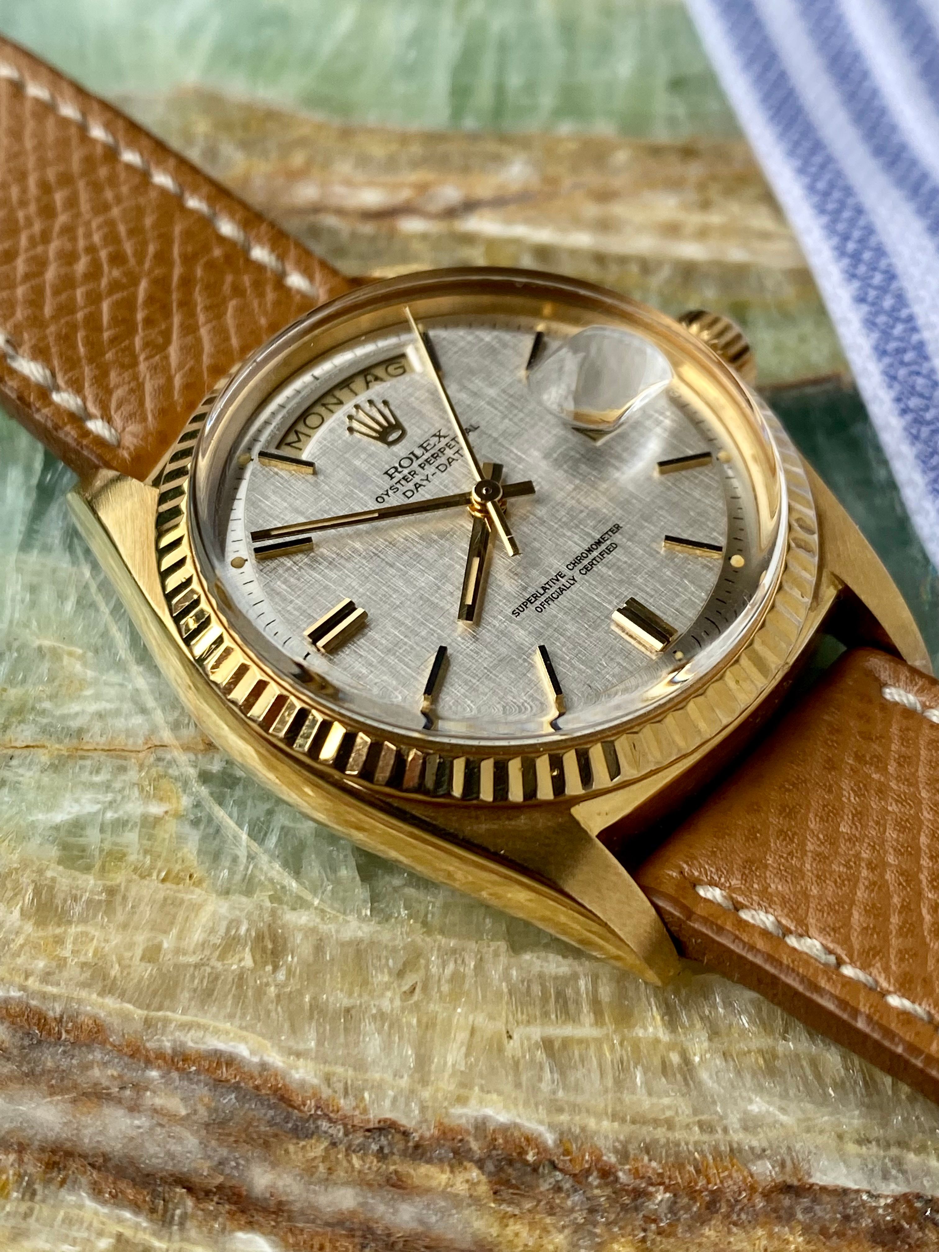 Rolex day discount date linen dial