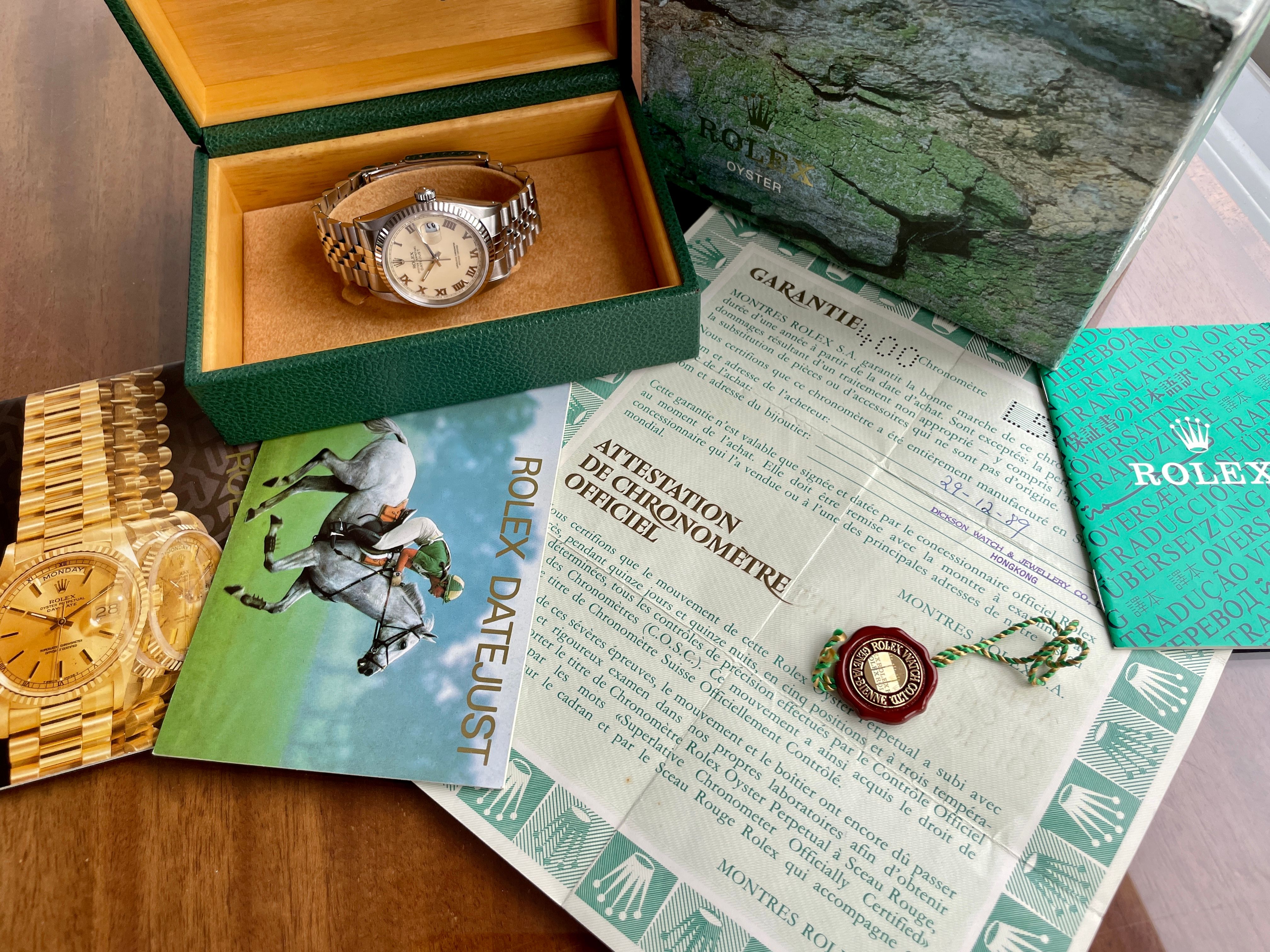 Rolex Datejust 16234 Cream 1989 with original box and papers