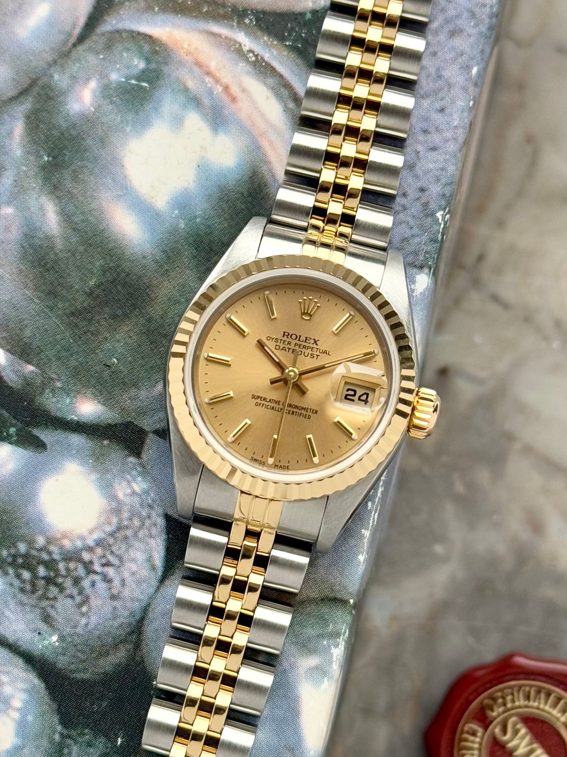 Rolex Lady-Datejust 79173 Gold 2000 with original box and papers