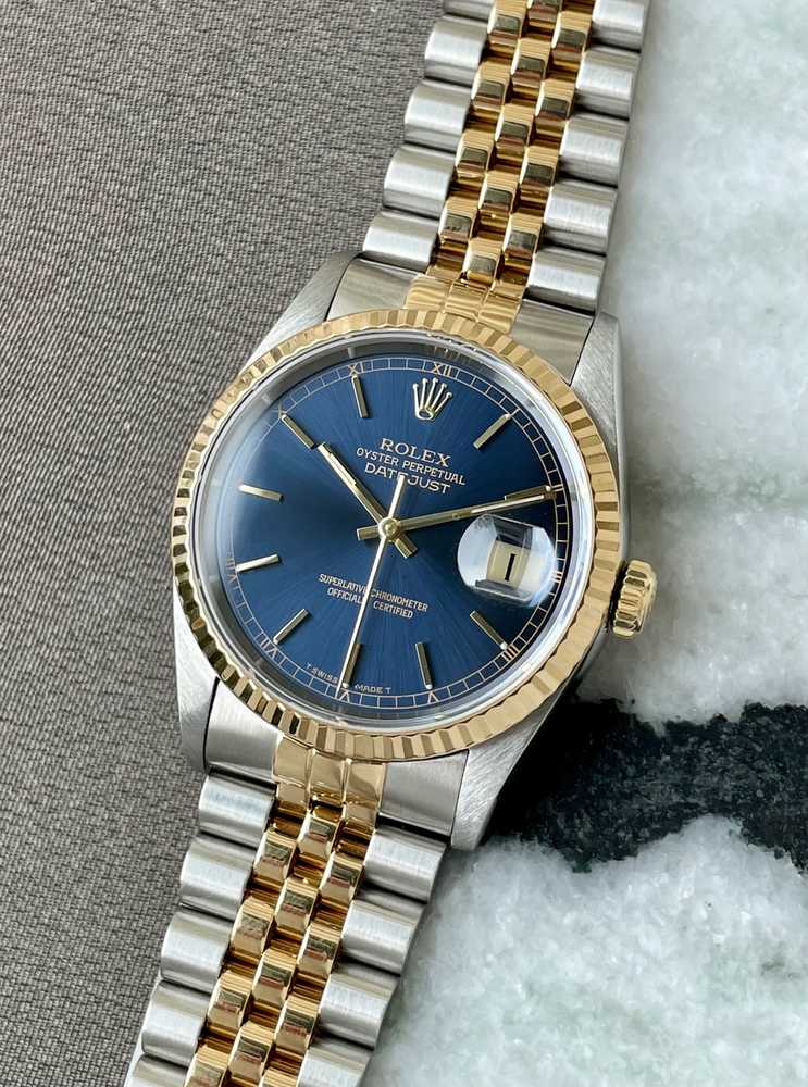 Detail image for Rolex Datejust 16233 Blue 1996 with original box and papers
