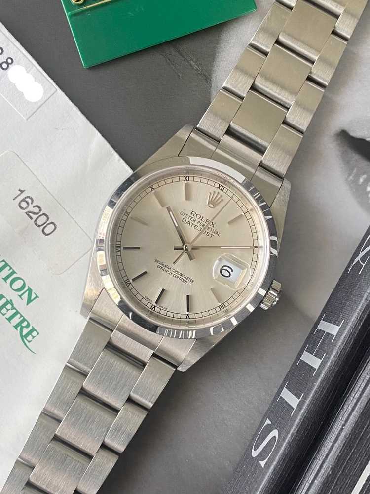 Featured image for Rolex Datejust 16200 Silver 1998 with original papers