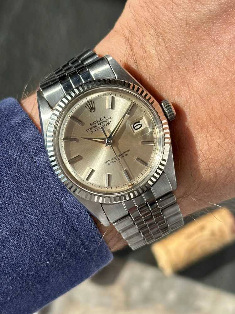 Wrist shot image for Rolex Datejust "Dauphine" 1601 Silver 1963 
