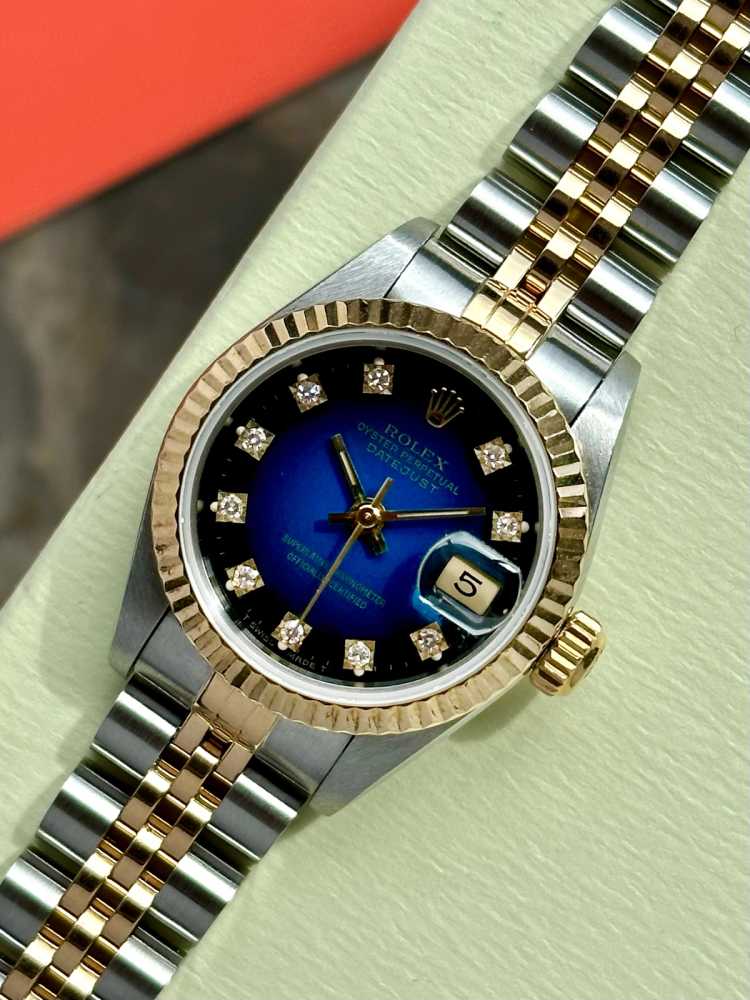 Image for Rolex Lady-Datejust "Blue Vignette Diamond" 69173G Blue 1991 with original box and papers