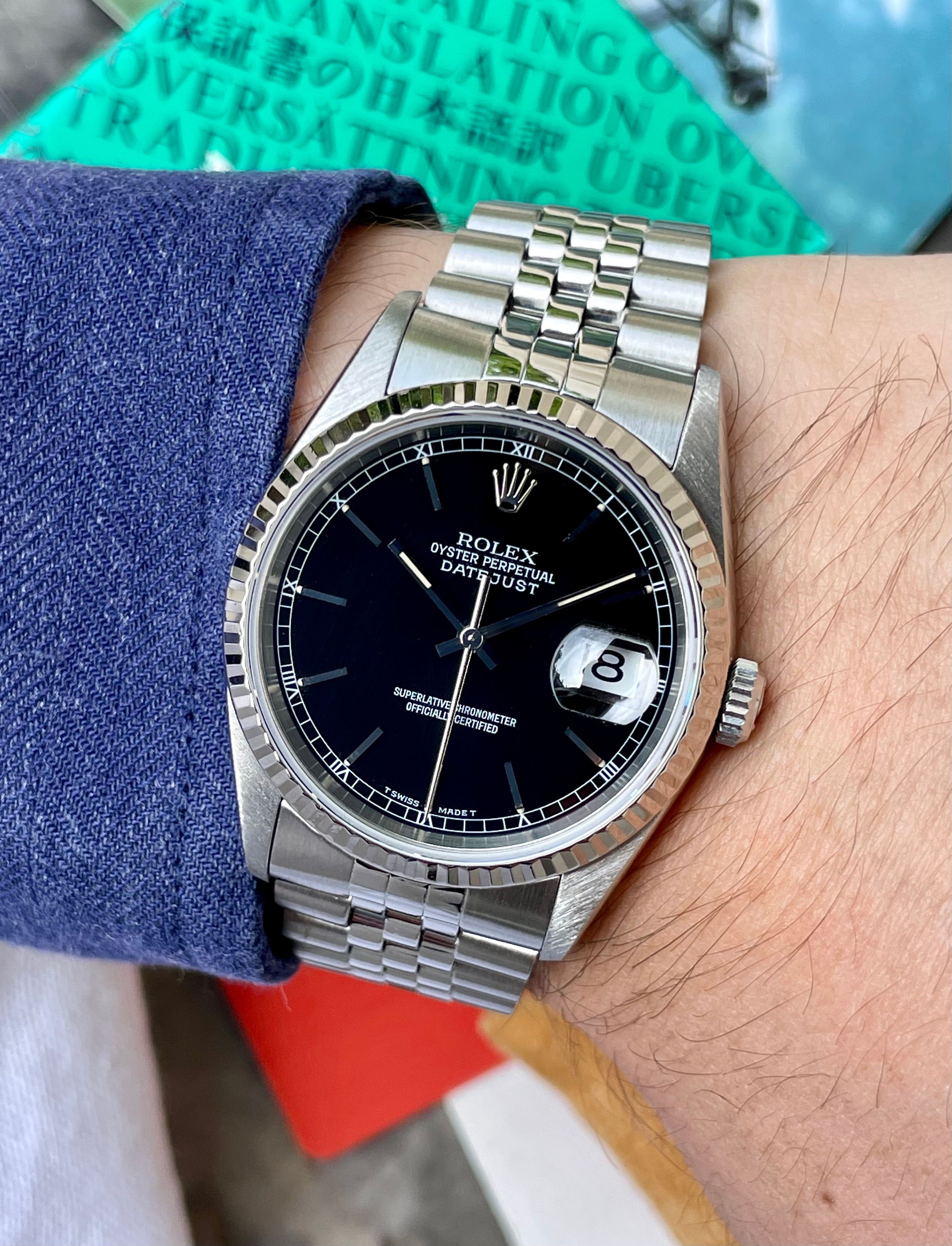 Rolex Datejust 16234 Black 1995 with original box and papers