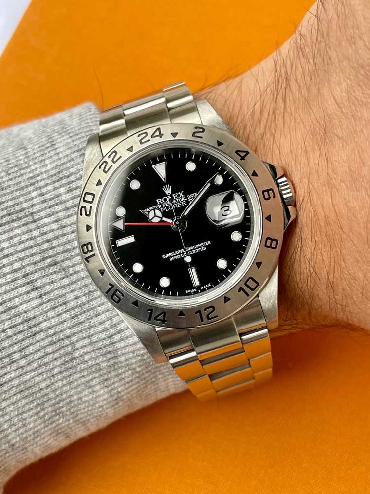 Wrist shot image for Rolex Explorer 2 16570T Black 2004 with original box and papers