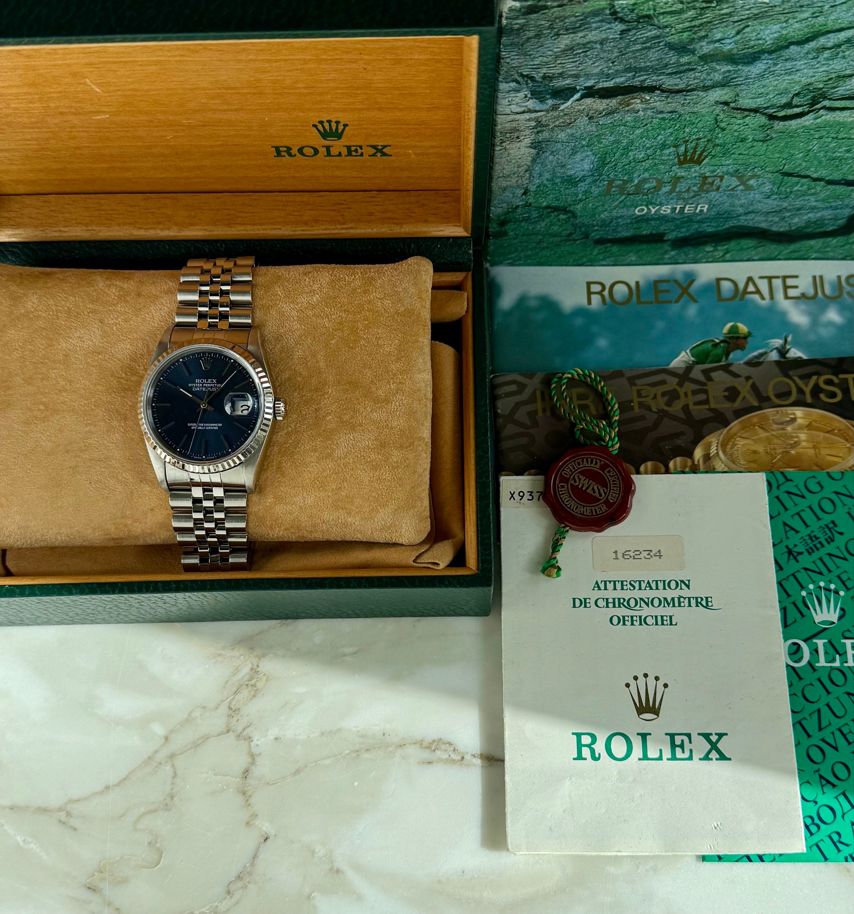 Rolex Datejust 16234 Blue 1991 with original box and papers 6