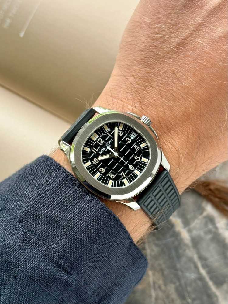 Wrist shot image for Patek Philippe Aquanaut "Tritium" 5065 Black 2001 with original box and papers