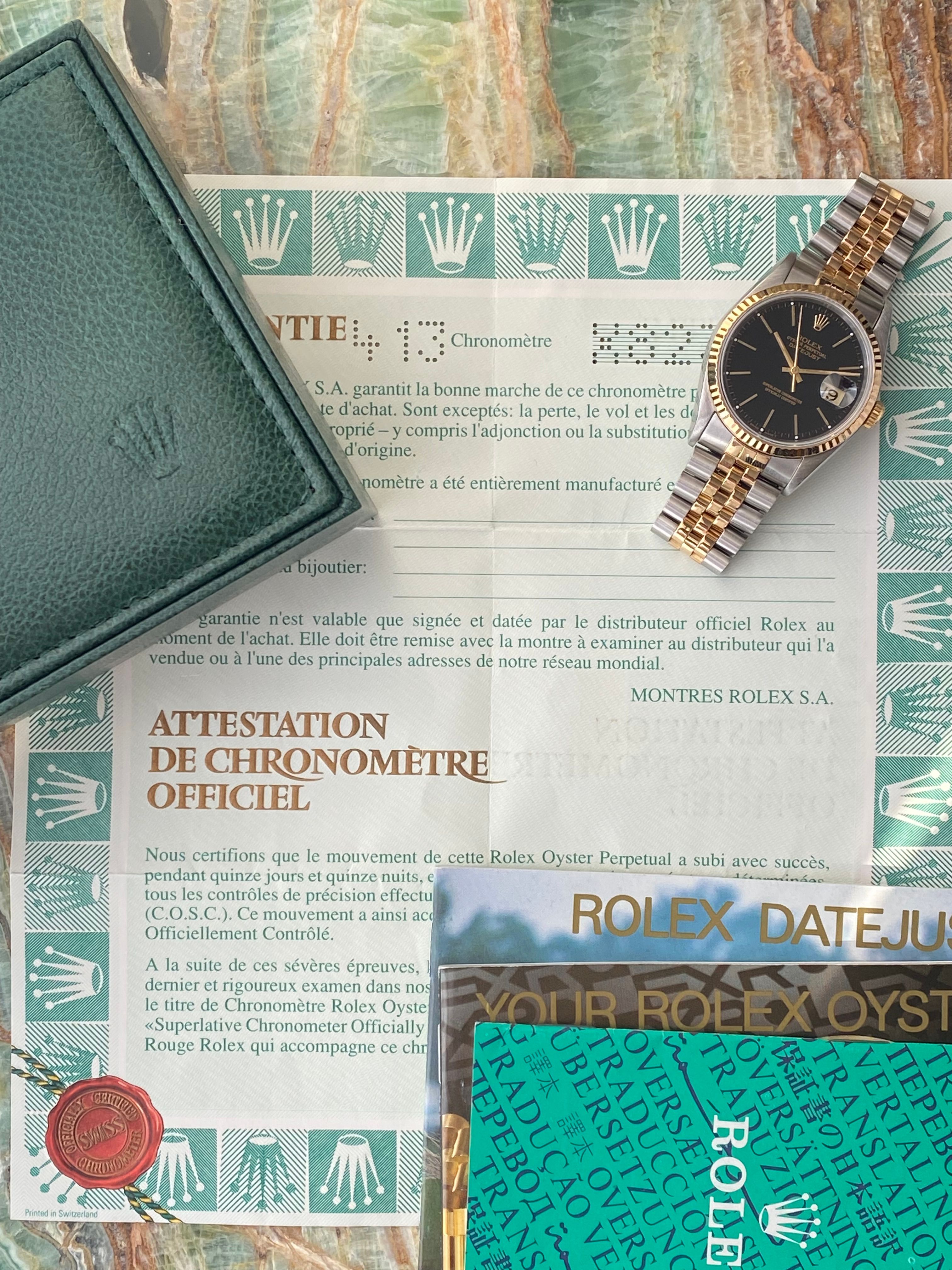ROLEX ロレックス16233 純正保証書 Rolex Datejust 16233 Black 1991 with original box and papers