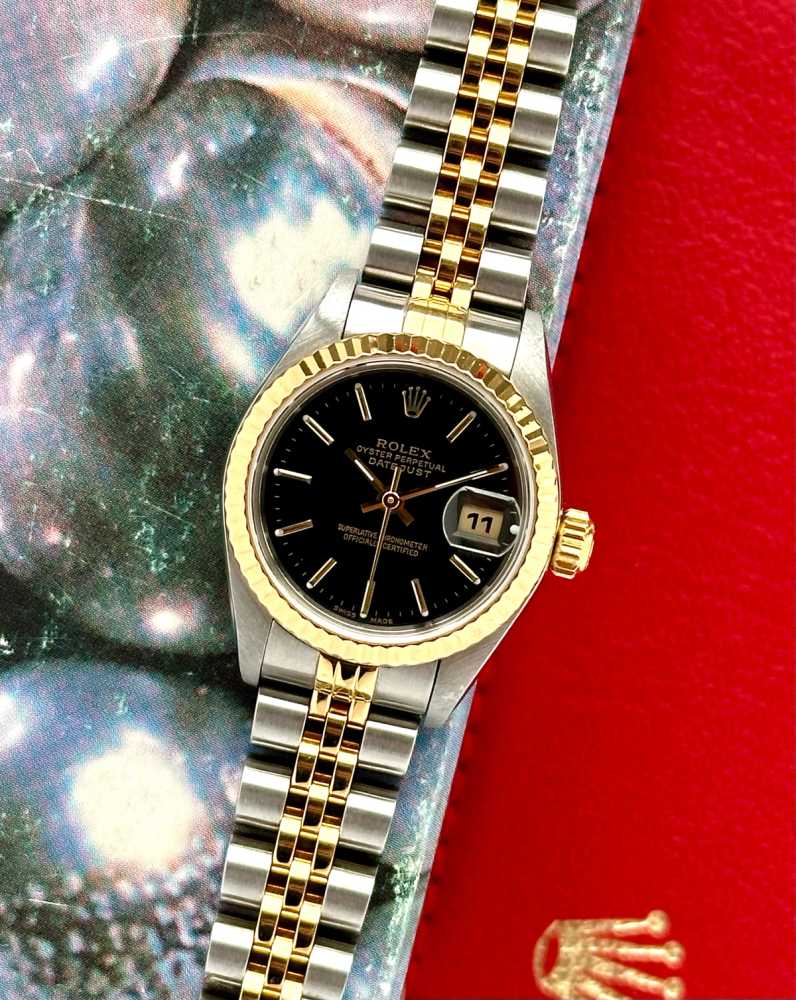Featured image for Rolex Lady-Datejust 79173 Black 2001 with original box and papers