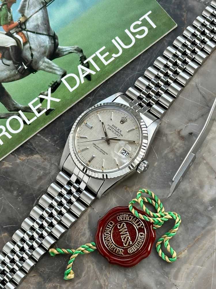 Image for Rolex Datejust "Linen" 16014 Silver Linen 1979 with original box and papers 2