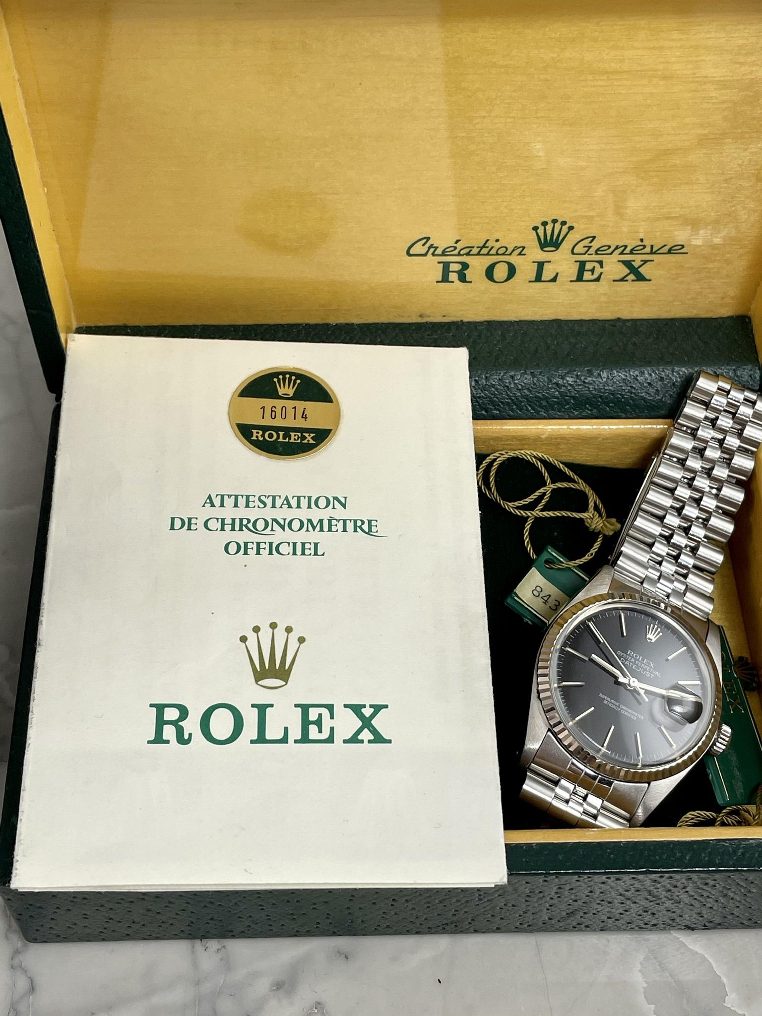 Rolex Datejust 16014 Black 1984 with original box and papers