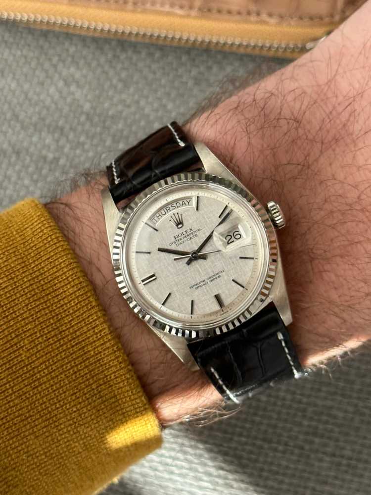 Image for Rolex Day-Date 1803-9 Silver Linen 1971 with original box and papers