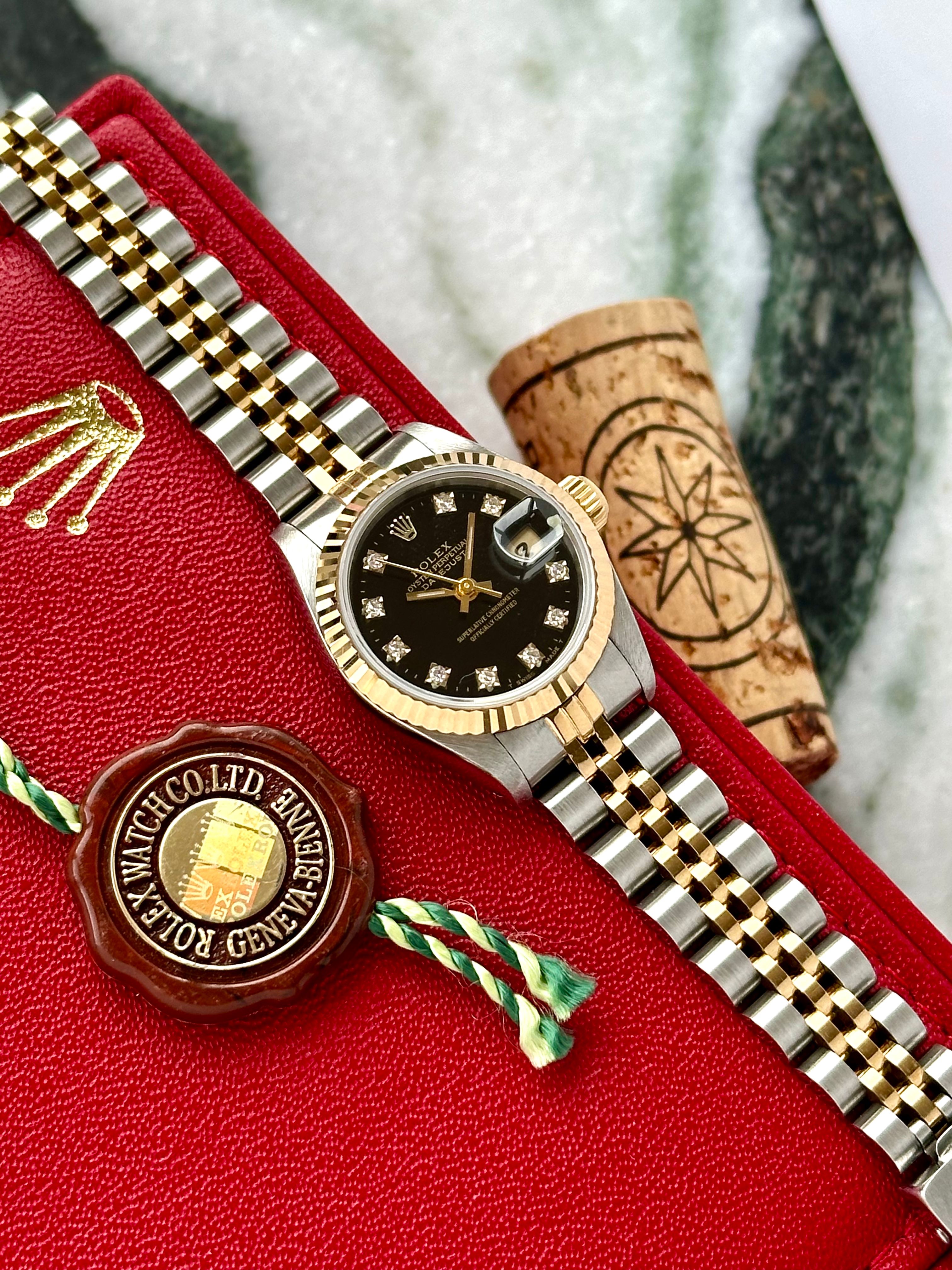 ROLEX DATEJUST 69173 4コマ 1990 Rolex Datejust 69173 Black Dial Two Tone Jubilee