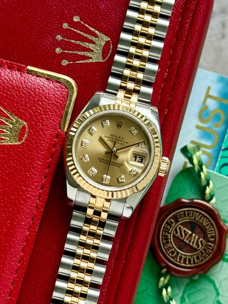 Featured image for Rolex Lady-Datejust "Diamond" 179173 Gold 2007 with original box and papers