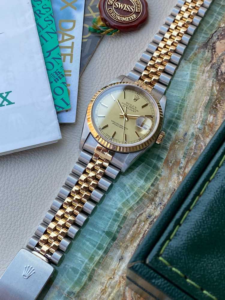 Image for Rolex Datejust Gold Dial 16233  1999 with original box and papers