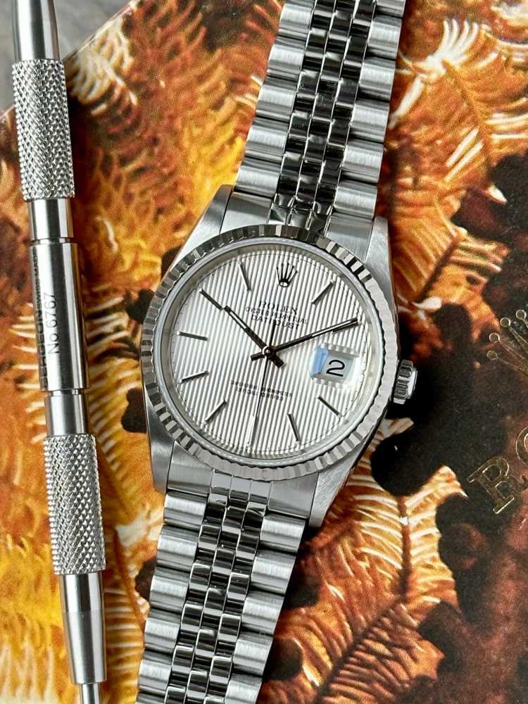 Featured image for Rolex Datejust "Tapestry" 16234 Silver 2001 