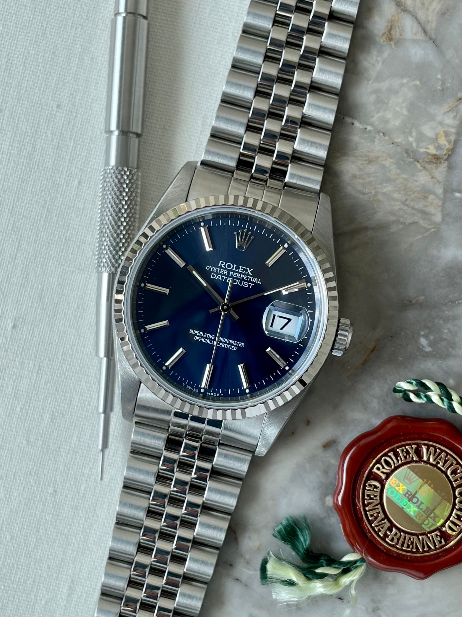 Rolex Datejust 16234 Blue 1996 with original box and papers