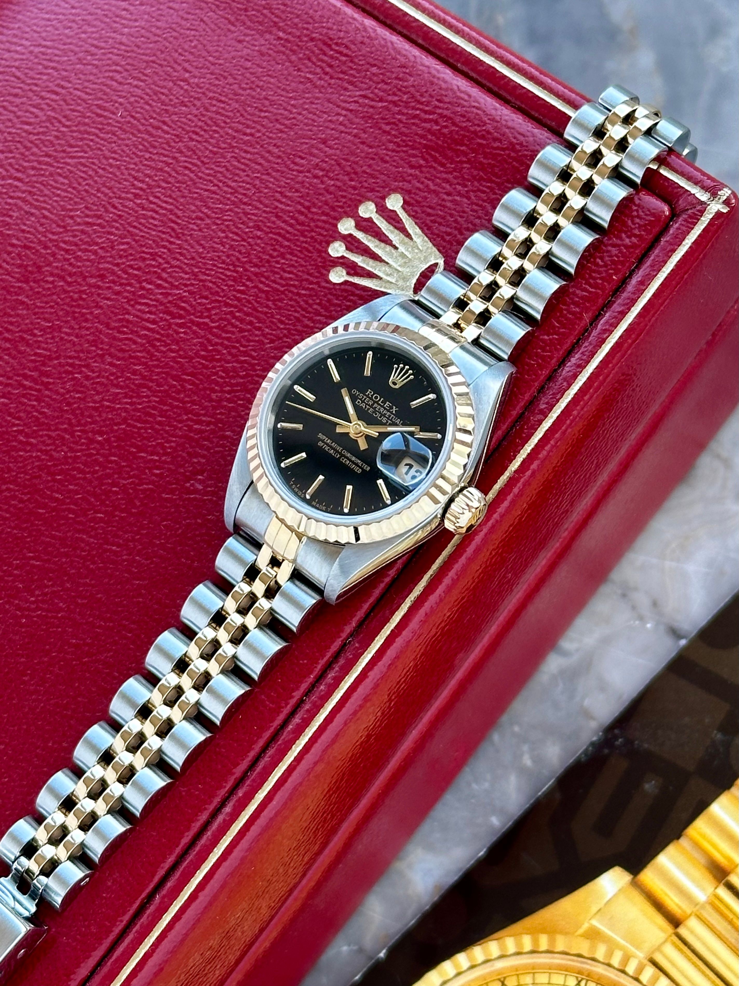 中古 ロレックス ROLEX 69173 S番(1993年頃製造) ブラック レディース 腕時計 デイトジャスト ロレックス 69173G 1993年 自動巻 S番 レディース SS