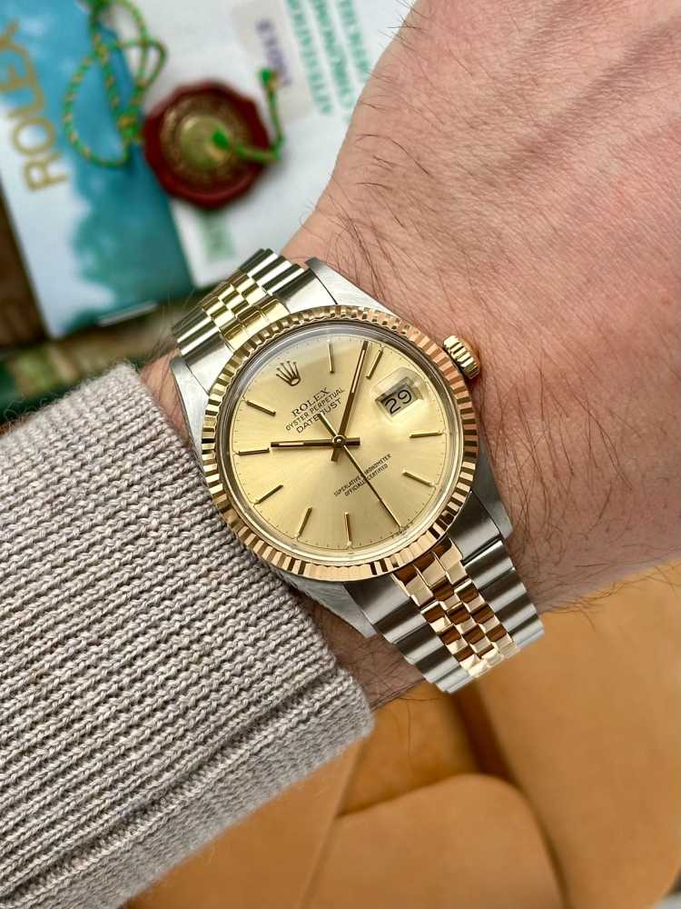 Wrist image for Rolex Datejust 16013 Gold 1986 with original box and papers 2